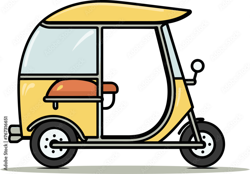 Authentic Rickshaw Scene Vectorized Cultural Transport