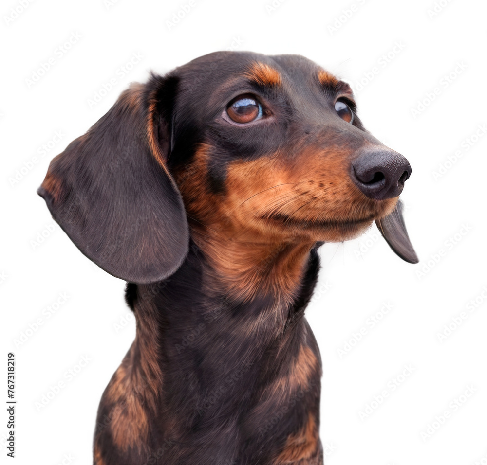 Dachshund Dog portrait isolated on transparent background. AI Generative