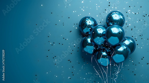Festive blue balloons background - design party banner © Orkidia