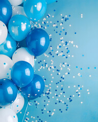 Festive blue balloons background - design party banner