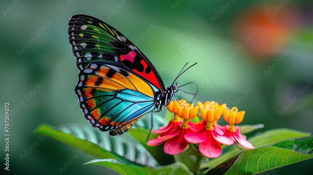 beautiful butterfly sitting on a flower in a closeup shot, highlighting the intricate details of its colorful wings in a garden setting beautiful butterfly sitting on a flower in a closeup shot, highlighting the intricate details of its colorful wings in a garden setting