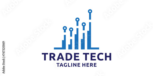 creative trade tech logo design, logo design graph with technology style, logo design templates, symbols, icons, creative ideas.