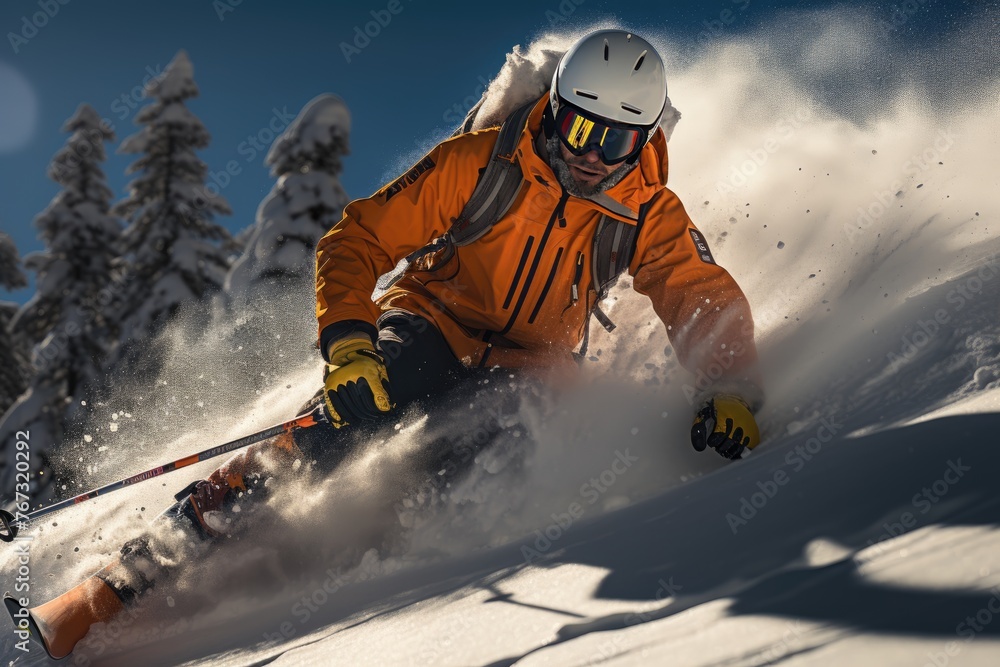 Agile skier down Slalom track with mastery., generative IA