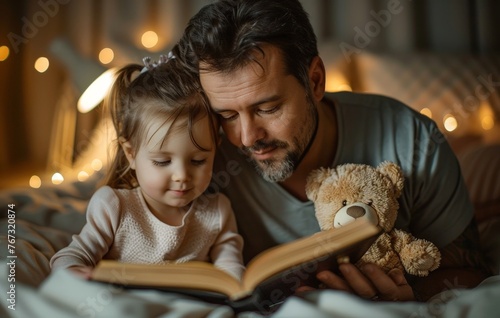 A father reading a bedtime ...