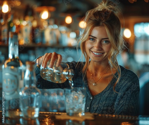 woman drinking in a bar sur...