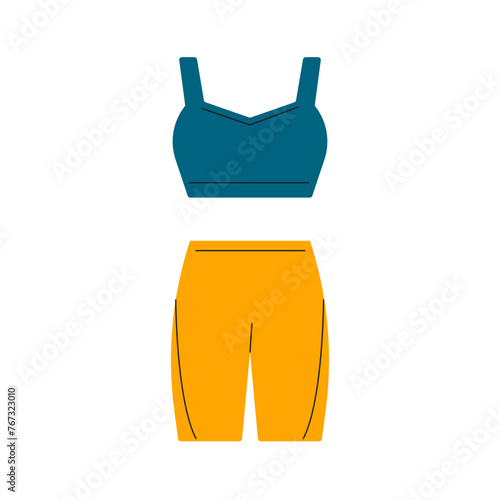Sportswear for training isolated on white background. Sport equipment vector flat illustration.