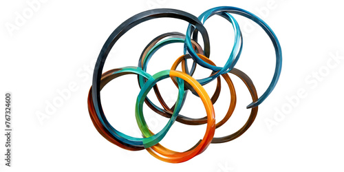 An abstract sculpture of interlocking rings Transparent Background Images 