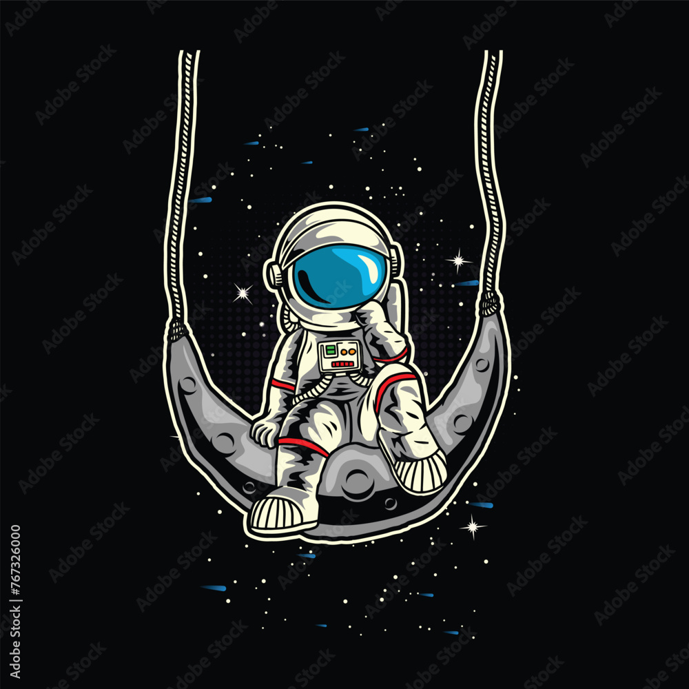 Obraz premium Astronaut Child In Moon illustration For Shirt