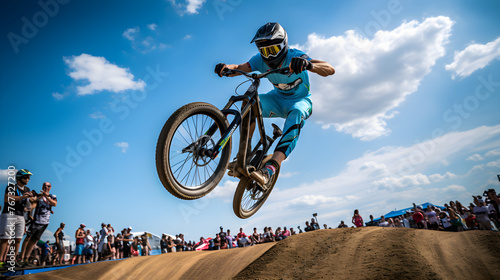 Soaring High: A Snapshot of Adrenaline Pumped BMX Racing on a Sunny Day