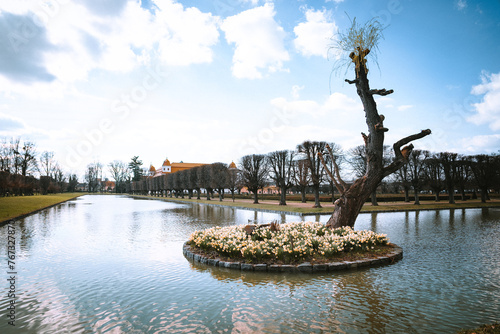 fountain in the park of palace