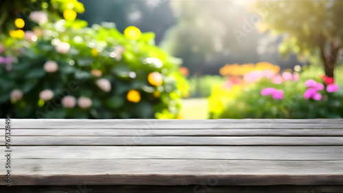 Table, grey, wooden table, summer, board, garden, spring, sun, sunlight, outdoor, forest, park, grass, nature ,table and flowers, background, wallpaper 