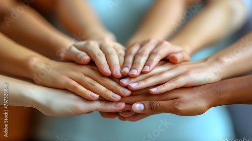 United hands isolated on a white background