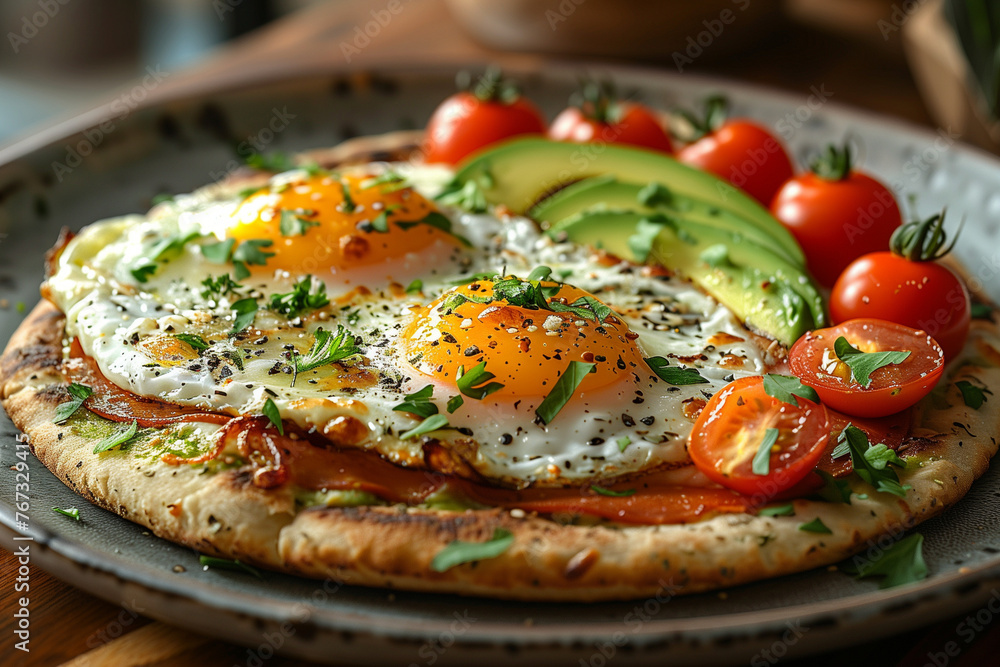 Chic Avocado Egg Breakfast Pizza on Whole Wheat Crust Chic Avocado Egg Breakfast Pizza on Whole Wheat Crust