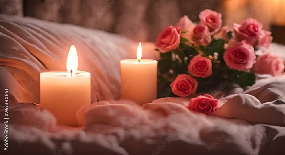 Candles and roses. Romantic moment. Candles and roses. Romantic moment.