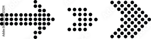Dotted arrow icon set. Gradient dot vector isolated elements. Arrows halftone effect on transparent background. Black vector collections direction pointers. Scribbles and scrawls arrows web logo.