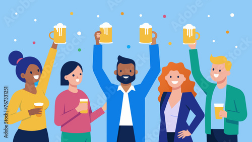 A group of excited employees raise a toast to celebrate their startups latest milestone reaching  satisfied customers.