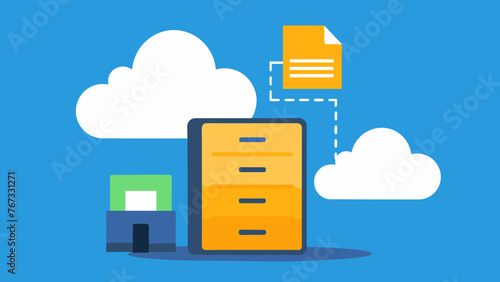 A photograph of an oldfashioned filing cabinet next to a sleek cloudbased document management system emphasizing the transition from paper to