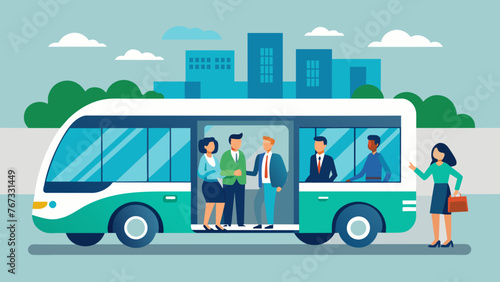 A consulting firm takes their client meetings on the road with a brand new electric shuttle bus. This ecofriendly mode of transportation not