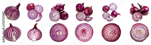 Red onions whole and sliced, cut out transparent