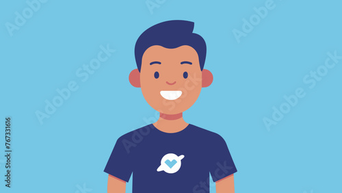 An illustration of a happy customer wearing a tshirt with a companys logo on it emphasizing the impact of branding in creating a loyal customer