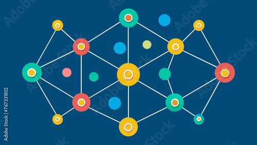 An illustration of a network of interconnected nodes highlighting the decentralized and distributed structure of blockchain networks.