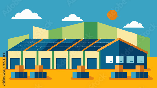 A warehouse filled with solar panels showcasing the companys commitment to reducing carbon emissions and promoting renewable energy sources in