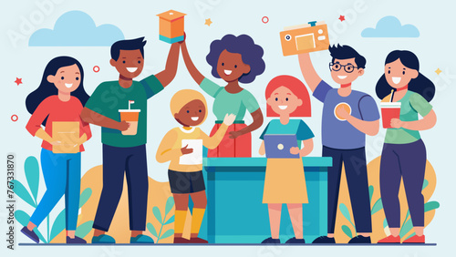 A group of enthusiastic employees organize a fundraiser event to support a nonprofit organization dedicated to improving access to education