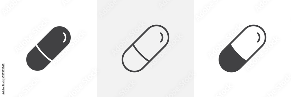 Healthcare Capsule and Pill Icons. Symbols for Medicinal Pills and Vitamin Supplements. Healthcare Capsule and Pill Icons. Symbols for Medicinal Pills and Vitamin Supplements.