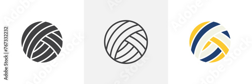 Athletic Volleyball and Tournament Ball Icons. Symbols for Beach and School Sports.