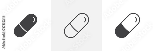 Healthcare Capsule and Pill Icons. Symbols for Medicinal Pills and Vitamin Supplements.