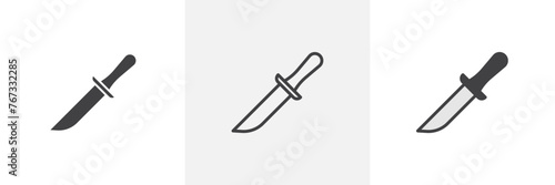Kitchen Chef's Knife and Blade Icons. Symbols for Sharp Culinary Tools.