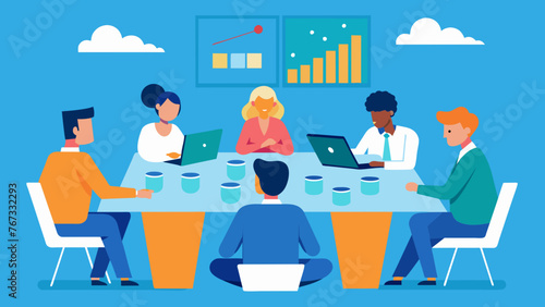 A team of professionals strategizes around a conference table armed with data and insights to anticipate future trends and proactively adjust