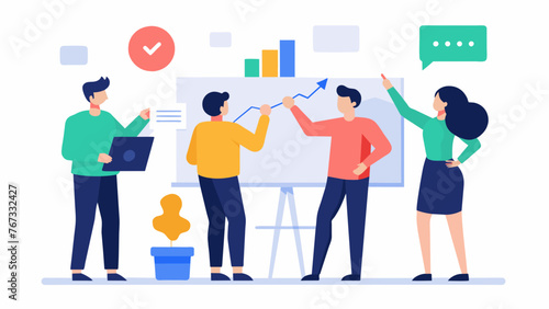 A group of employees collaborating on a whiteboard brainstorming ideas for utilizing social media metrics to boost the companys growth and