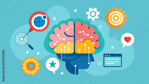 A creative illustration of a brain with gears and social media icons representing the use of analytics to unlock the potential of social media