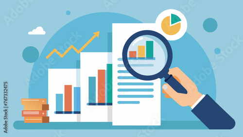 A hand holding a magnifying glass over a financial report emphasizing the importance of careful analysis and tracking for achieving high