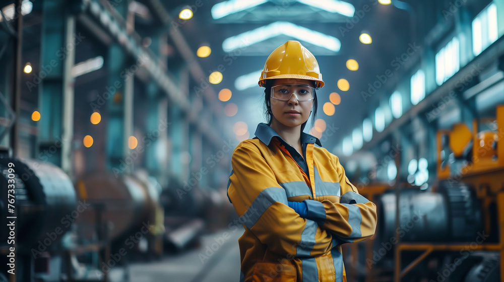Female worker in factory Female worker in factory