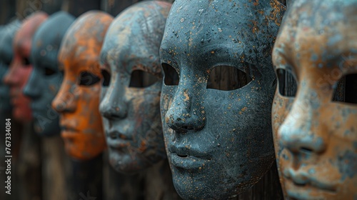 Grunge metal masks.