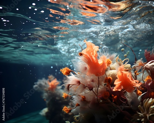 Underwater view of coral reef. Underwater life. Underwater world