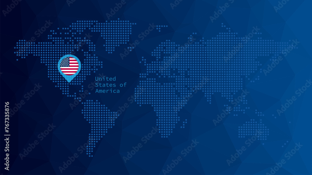 United States of America, USA flag map pin icon. Vector world ...