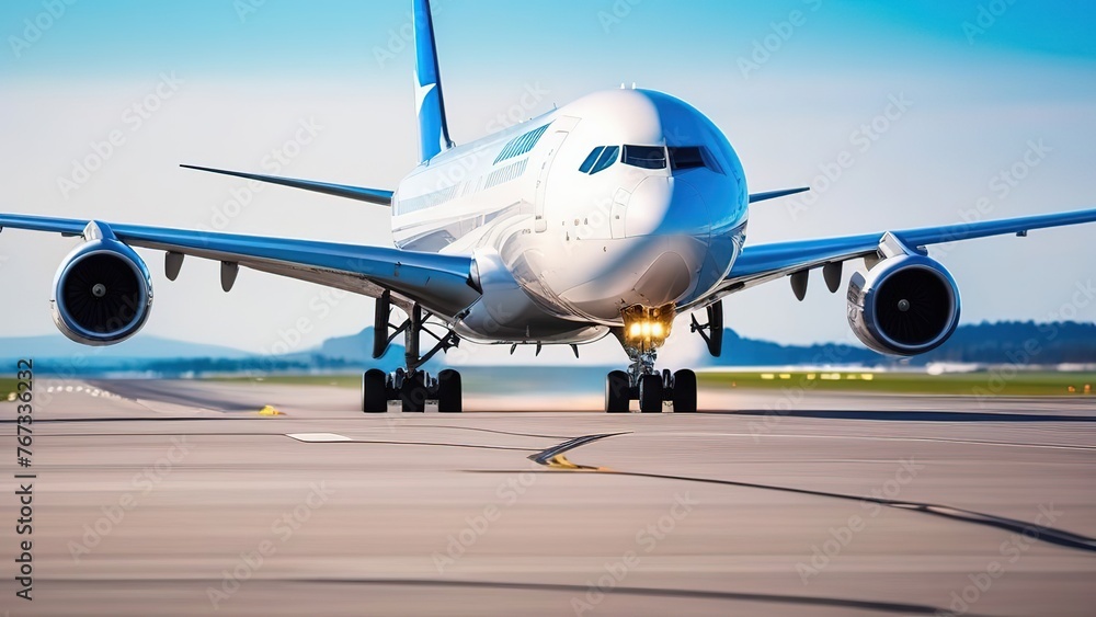 close-up of an airplane on the runway, air cargo delivery, close-up of an airplane on the runway, air cargo delivery,