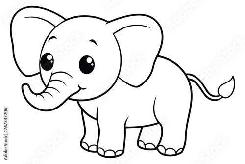 cute baby elephant line art, vector illustration © MRSNURGAHAN