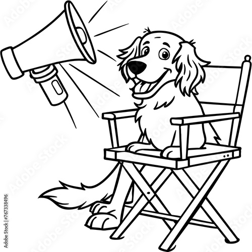 dog sings a  song with musical studeo, studio, vector, illustration, equipment, light, art, cartoon, photo, tripod, 3d, flash, stand, design, music, photography, film, chair, technology, icon, instrum photo