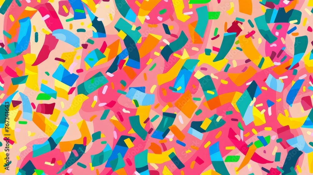 A playful and vibrant seamless cartoon pattern of confetti A playful and vibrant seamless cartoon pattern of confetti