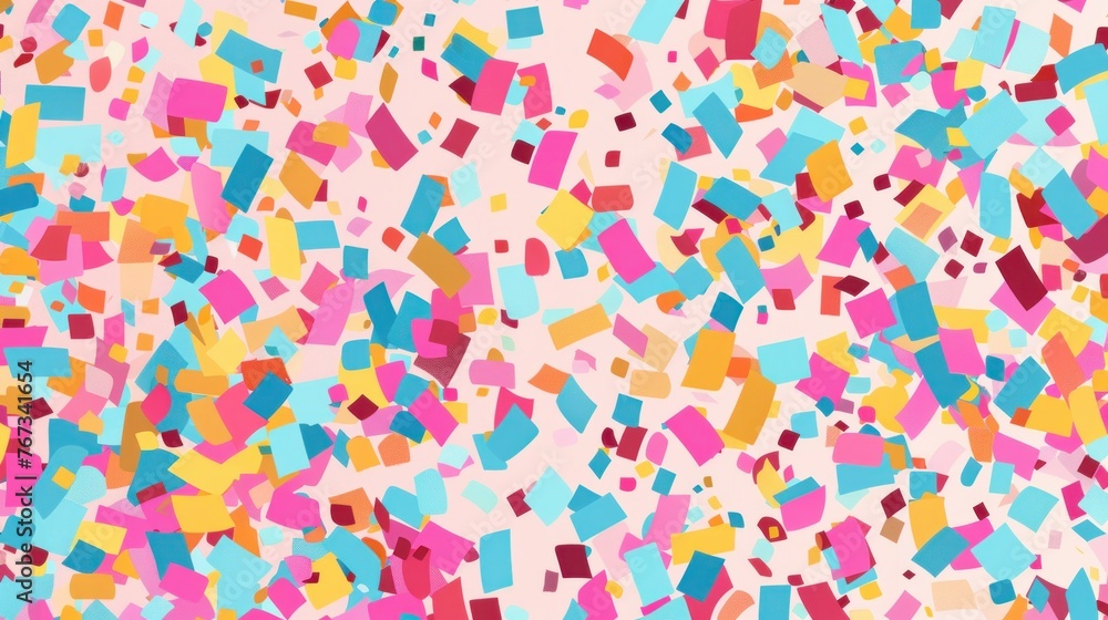A playful and vibrant seamless cartoon pattern of confetti A playful and vibrant seamless cartoon pattern of confetti