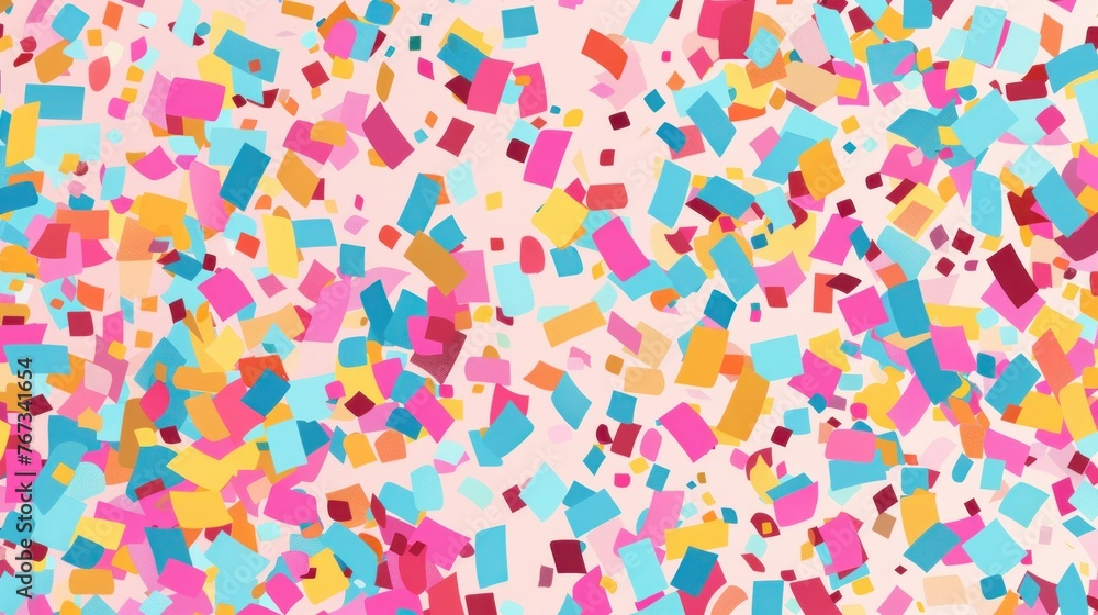 A playful and vibrant seamless cartoon pattern of confetti