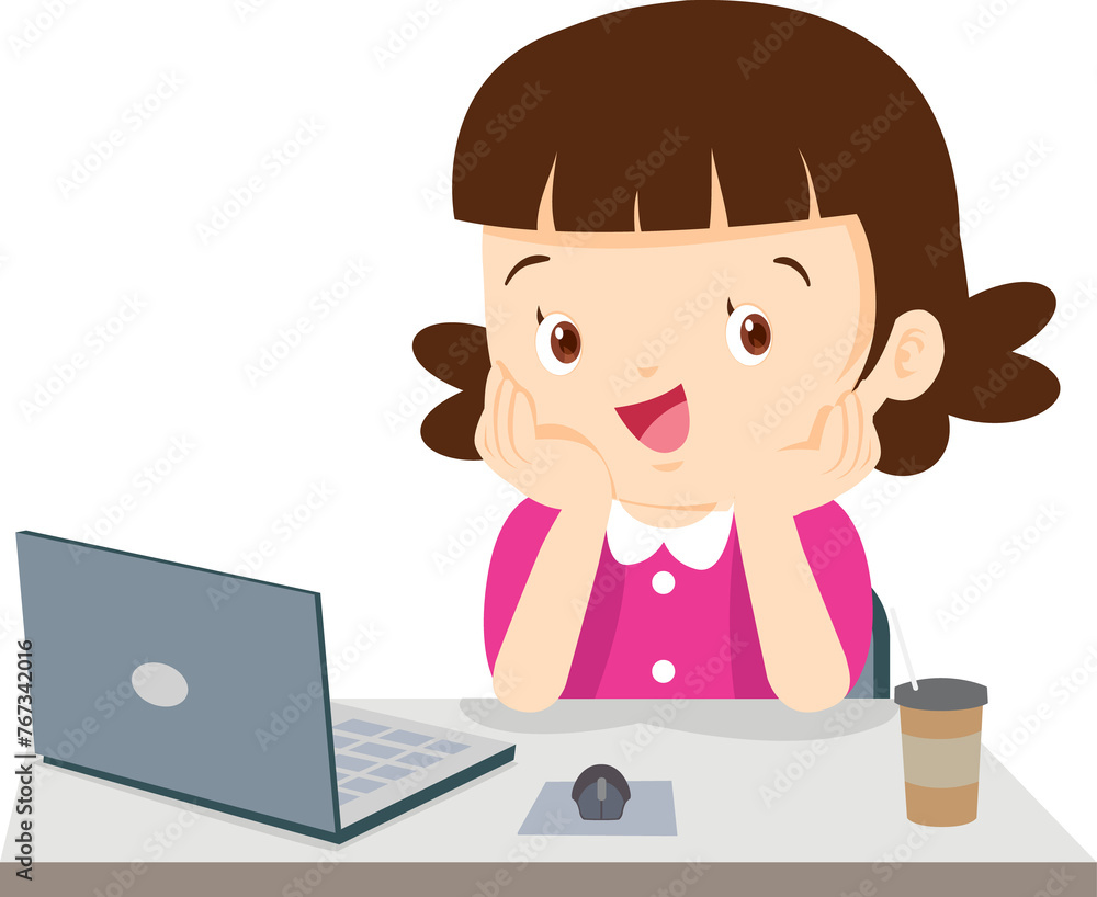 cute child sitting use computer to study cute child sitting use computer to study