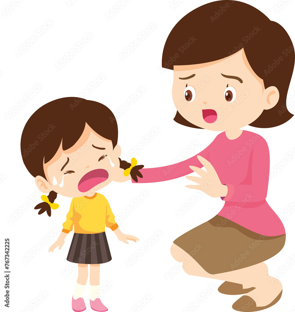 Comforting sad children with parent or teacher Comforting sad children with parent or teacher