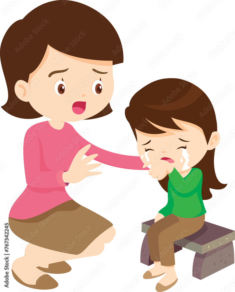 Comforting sad children with parent or teacher Comforting sad children with parent or teacher