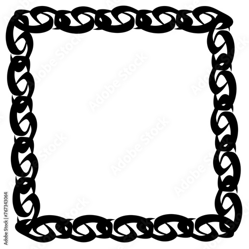 Black frame in the form of a chain drawn in doodle style on a white background