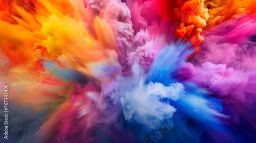 Capture a vibrant explosion of colors in an abstract background, perfect for dynamic advertising visuals. © Sladjana